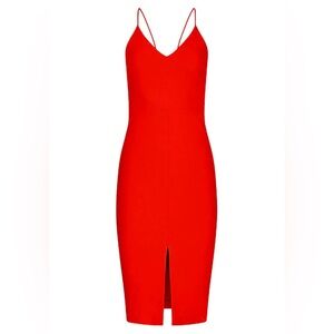 Likely red midi dress with slit